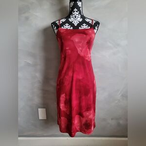 City Triangles Red Watercolor Cami Slip Dress Sz M VTG
